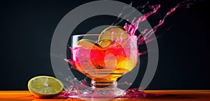 Colorful Alcoholic Cocktail isolated on a background with a space for a text.