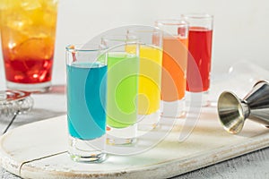 Colorful Alcoholic Rainbow Shots