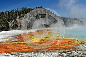 Colorful Algae at Excelsior Geyser at Midway Geyser Basin, Yellowstone National Park, Wyoming