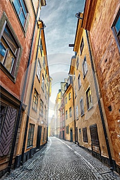 Colorful Alley with Cobblestone