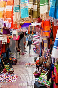 Colorful alley in the souks of Essaouira