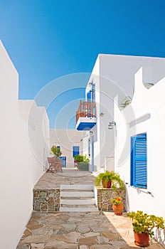 Colorful alleyway in Sifnos, Greece photo