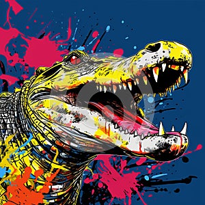 Colorful Alligator In Pop Art Style
