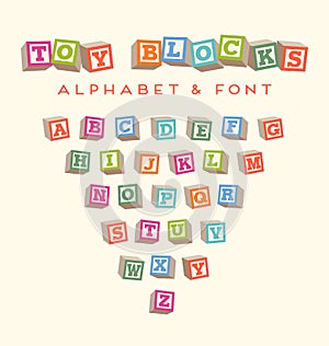 Colorful alphabet blocks baby blocks font