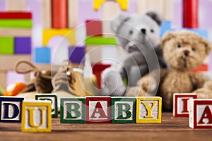 Colorful alphabet blocks, baby toy