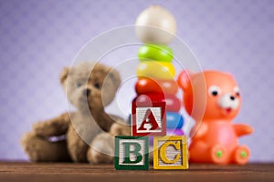 Colorful alphabet blocks, baby toy