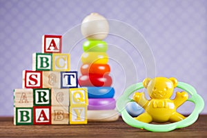 Colorful alphabet blocks, baby toy