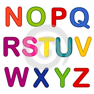 Colorful alphabet letters N to Z