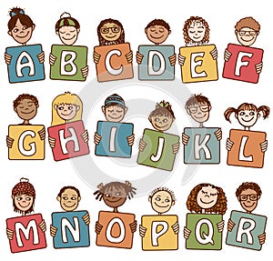 Colorful alphabet letters A - R