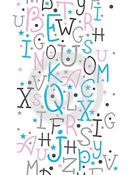 Colorful alphabet letters vertical border seamless