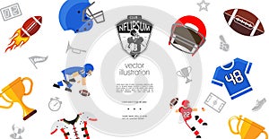 Colorful American Football Elements Template
