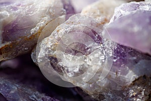 Colorful amethyst stones in close-up