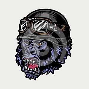 Colorful angry biker gorilla head