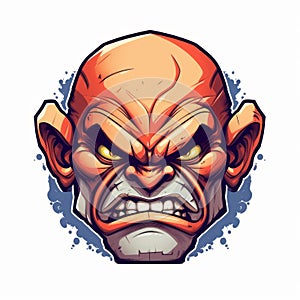 Colorful Angry Demon Head Illustration On White Background