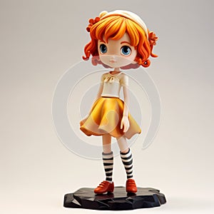 Colorful Anime-inspired Girl Figurine Model In Yellow Skirt