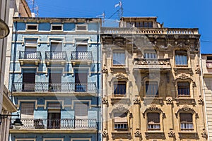 Colorful apartment buildings in the center of Alcoy photo