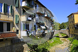 Colorful Apartment Buildings in Chianti, Italy