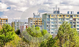 Colorful apartment houses in Bratislava, Slovakia