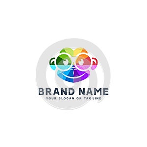 Colorful apes logo design vector