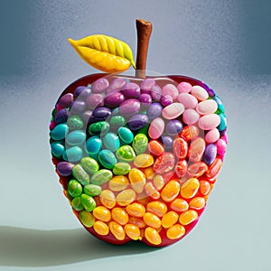 a colorful apple illustration with jellybean