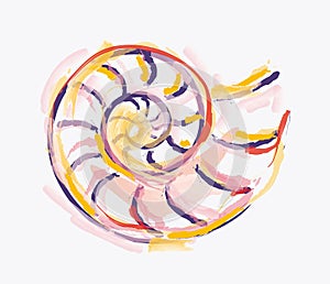 Colorful Aquarelle ammonite