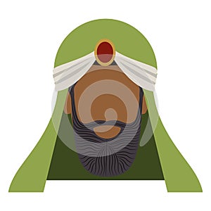 Colorful arabic man head with turban and beard without a face