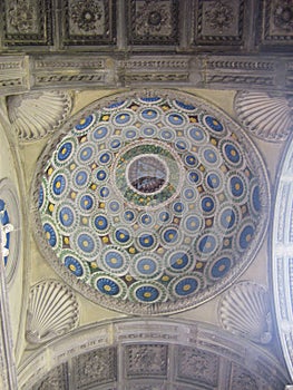 A colorful arch in a church