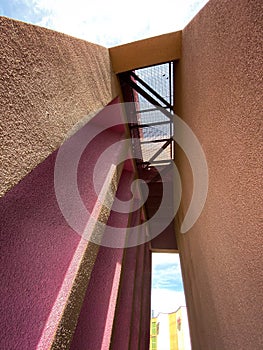 Colorful architecture and architectural walls, the beauty of stairs and windows.