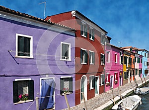 Colorful architecture in Burano near Venice in Italy