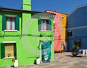 Colorful architecture in Burano near Venice in Italy