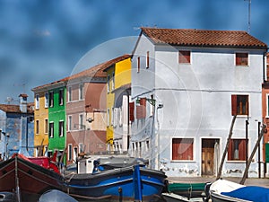 Colorful architecture in Burano near Venice in Italy