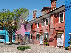 Colorful architecture in Burano near Venice in Italy