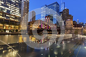 Colorful architecture of Chicago at night photo