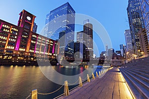 Colorful architecture of Chicago at night photo