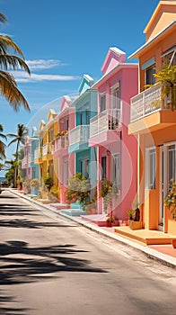 Colorful architecture sunny day, Key West, and Barbadoss tropical charm