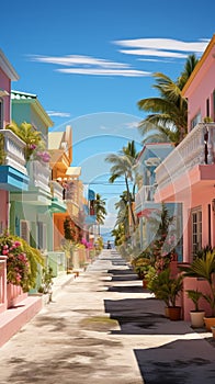 Colorful architecture sunny day, Key West, and Barbadoss tropical charm