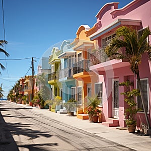 Colorful architecture sunny day, Key West, and Barbadoss tropical charm