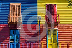 Colorful area in La Boca neighborhoods in Buenos Aires. Street i