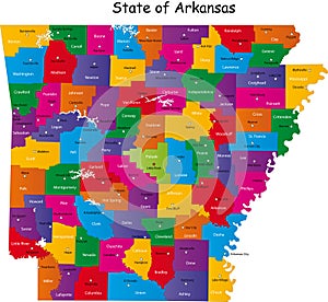 Colorful Arkansas map photo