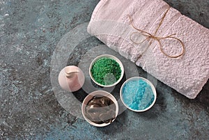 Colorful aromatic bath Dead Sea Salt and black Dead Sea Mud