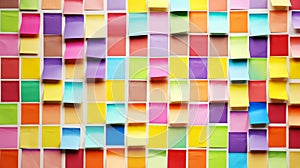 Colorful arrangement of sticky notes in a rainbow pattern