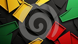 Colorful Array of Empty Photo Frames on Dark Background