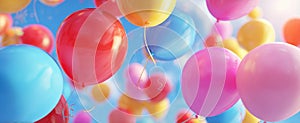 The Colorful Array of Floating Balloons Against a Bright Blue Sky.AI generated image