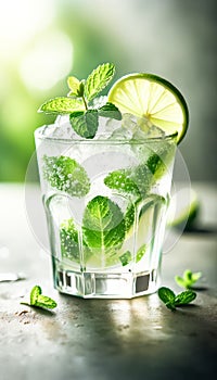 Colorful Array of Fresh Mojito Cocktails on a Bar Counter