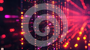 Colorful array of glowing lights in a server rack