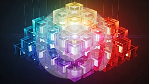 A dynamic abstract composition commonly associated with digital or