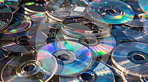 Colorful Array of Reflective Compact Discs Close-Up