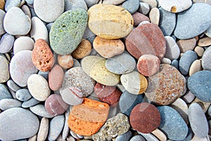 Colorful Array of Smooth River Stones and Pebbles