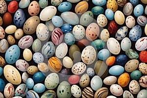 Colorful Array of Speckled Easter Eggs in Seamless Pattern - Generative AI