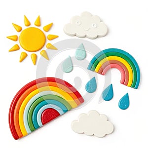 Colorful weather elements isolated